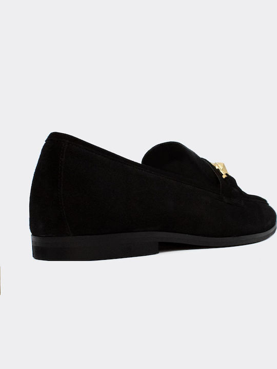 Leder Damen Mokassins in Schwarz Farbe
