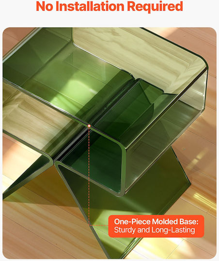 Square Side Table Glass Transparent Green L30xW39.1xH43cm.