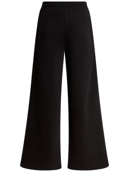 Klassische Damen Jogginghose Ausgestellt Fleece Schwarz