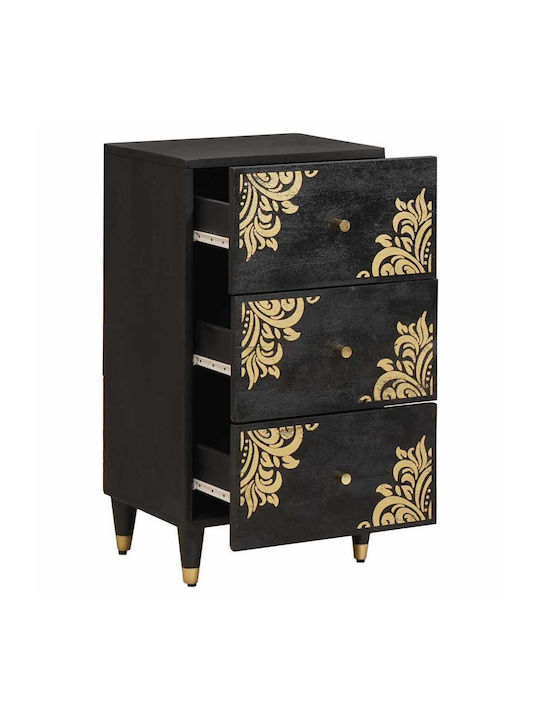 Comoda pentru Dormitor din Lemn Masiv Negru 40x33x75buc