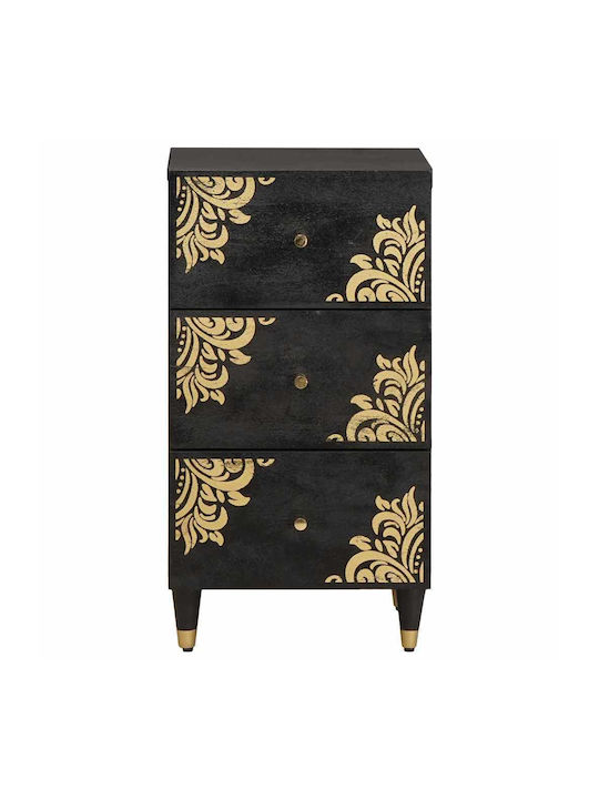 Comoda pentru Dormitor din Lemn Masiv Negru 40x33x75buc