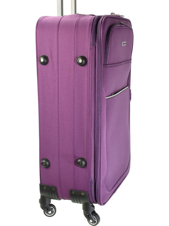 Diplomat Set The Travel Collection Fabric Purple Suitcases With 4 Wheels Set 3pcs