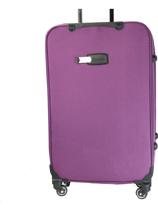Diplomat Set The Travel Collection Fabric Purple Suitcases With 4 Wheels Set 3pcs