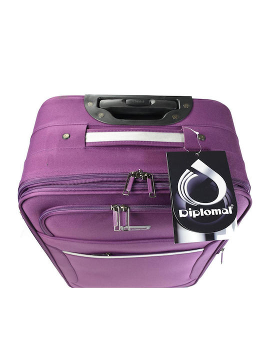 Diplomat Set The Travel Collection Fabric Purple Suitcases With 4 Wheels Set 3pcs