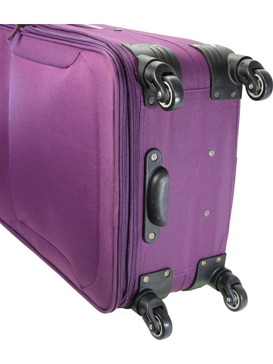Diplomat Set The Travel Collection Fabric Purple Suitcases With 4 Wheels Set 3pcs