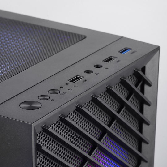 Mars Gaming MCVORTEX Gaming Mini Tower Κουτί Υπολογιστή με Πλαϊνό Παράθυρο και RGB Φωτισμό Μαύρο