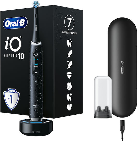 Oral-B iO Series 10 Electric Toothbrush with Timer, Pressure Sensor, and Travel Case Cosmic Black