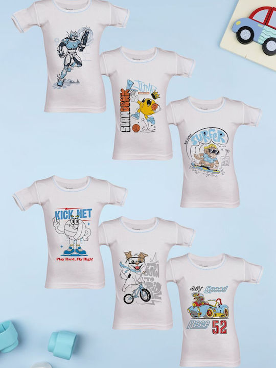Onurel Set of Kids' Undershirts Short-sleeved Multicolored 6pcs