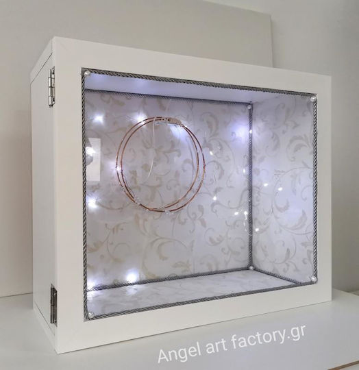 Cutie de Perete pentru Coroană de Nuntă Rama foto Dreptunghiulară Lemnoasă Albă 40x50εκ.