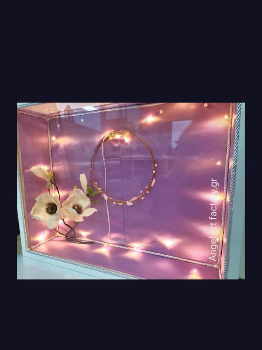 Cutie de Perete pentru Coroană de Nuntă Dreptunghiulară Lemnoasă Violet 45x65εκ.