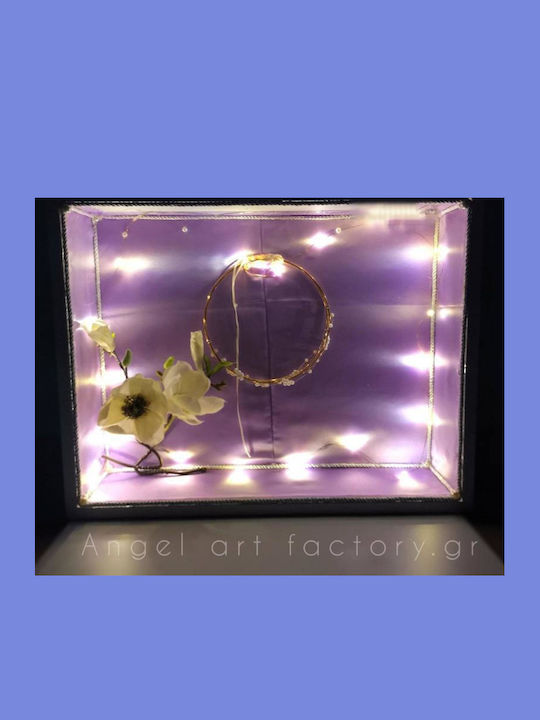 Cutie de Perete pentru Coroană de Nuntă Dreptunghiulară Lemnoasă Violet 45x65εκ.