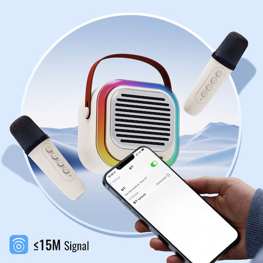 ATC Ηχείο Karaoke με Ασύρματα Μικρόφωνα και Εφέ Φωτισμού ATC-12 ATC20.001.0014 Λευκό