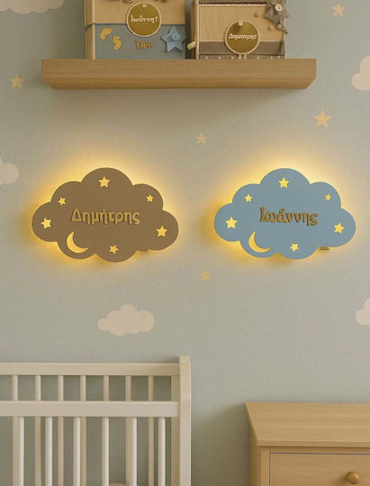 Wooden Kids Wall Light Cloud