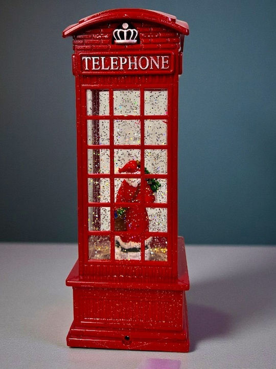 Ornament de Crăciun Luminat Cabină telefonică cu Moș Crăciun 10x27cm 1buc