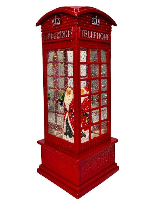 Ornament de Crăciun Luminat Cabină telefonică cu Moș Crăciun 10x27cm 1buc
