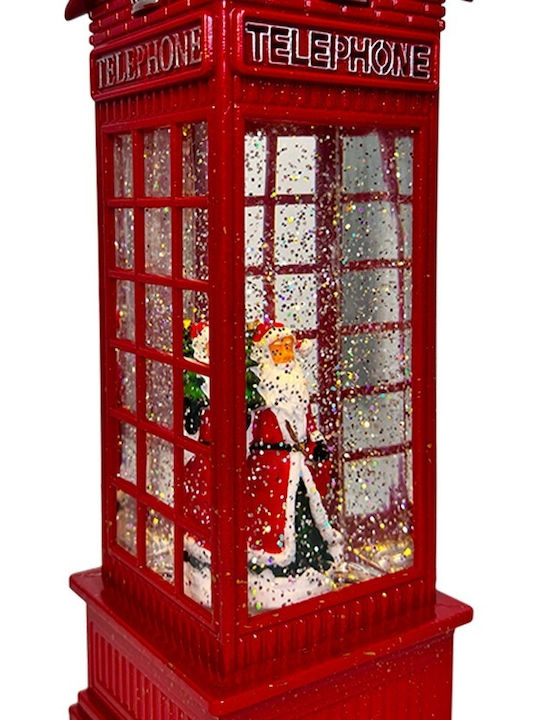 Ornament de Crăciun Luminat Cabină telefonică cu Moș Crăciun 10x27cm 1buc