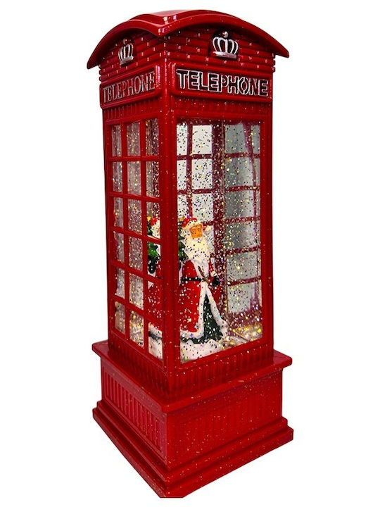 Ornament de Crăciun Luminat Cabină telefonică cu Moș Crăciun 10x27cm 1buc