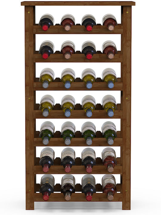 Bakaji Free Standing Wooden Wine Cabinet for 28 Bottles Brown 47x29x93.5cm