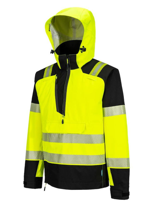 Portwest Work Jacket Reflective with Detachable Hood Yellow