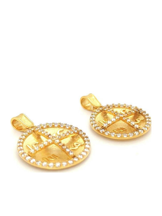Drandakis Charm Talisman Constantine with Stones from Gold 14K with Zircon Drandakis Charm Talisman Constantine with Stones from Gold 14K with Zircon