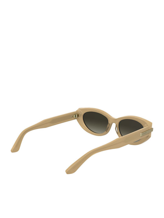Calvin Klein Women's Sunglasses with Beige Horn-Rimmed Frame and Grey Gradient Lenses CK25502S 209
