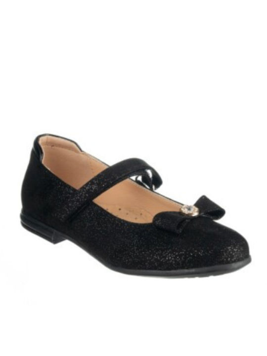 Kids Ballerinas with Adjustable Metal Clasp Black