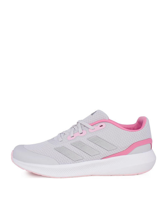 Runfalcon 3.0 K Kids Sports Shoes Running with Laces Dash Grey / Silver Metallic / Bliss Pink