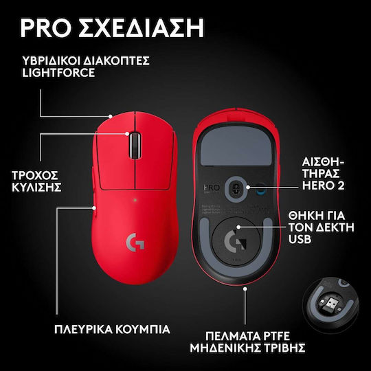 Logitech Pro X Superlight 2 Wireless Gaming Mouse 32000 DPI Red