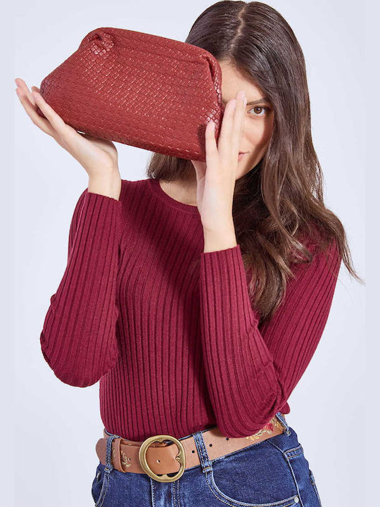 Celestino Дамска Чанта Clutch Релефна Бордо