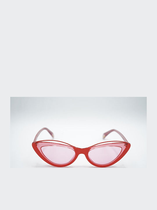 Police Damen Sonnenbrille mit Rot Kunststoff Gestell und Rosa Linse SPL937 0AA3