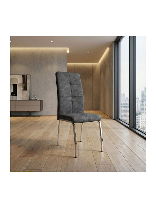 Alma Dining Room Artificial Leather Chair Grey 42x53x97cm