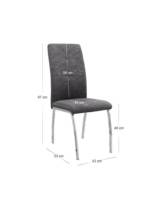 Alma Dining Room Artificial Leather Chair Grey 42x53x97cm