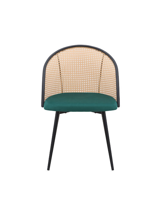 Jacob Dining Room Velvet Chair Cypress Green - Black 52x50x77cm
