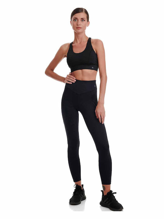 Training Γυναικείο Cropped Κολάν Σύσφιξης Ψηλόμεσο Μαύρο