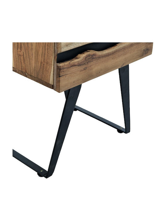 Bedside Table Imena Wooden With Metal Legs Beige 45x35x56cm