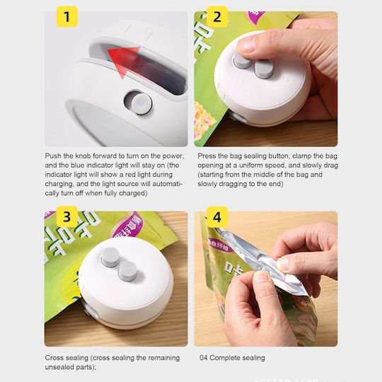 Mini Rechargeable Food Bag Sealing Device White