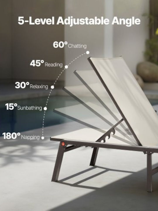 Deckchair Double Aluminum Beige 2pcs 111x59.5cm.