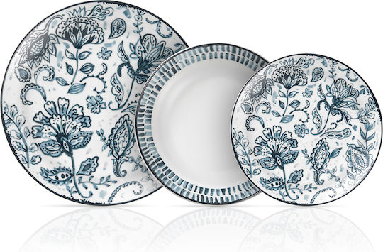 Cryspo Trio Mediterraneo Blue Porcelain Dinnerware Set 20pcs
