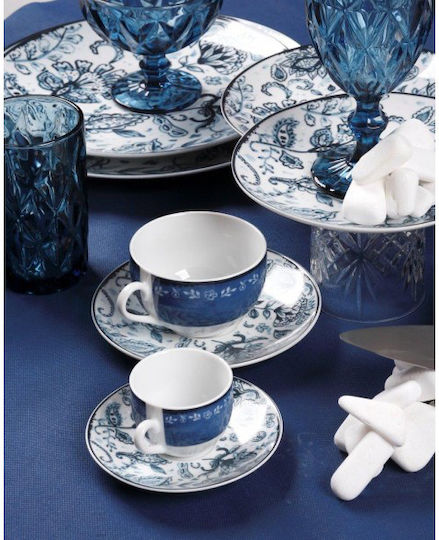 Cryspo Trio Mediterraneo Blue Porcelain Dinnerware Set 20pcs