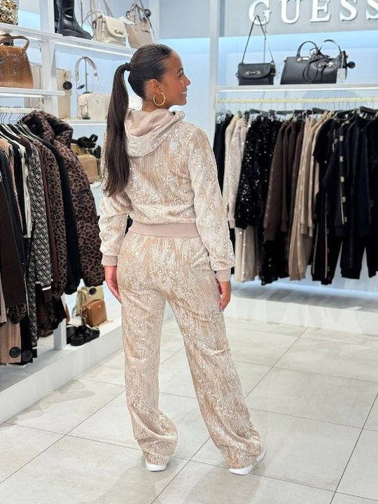 Women's Fabric Trousers Salmon with Sequins