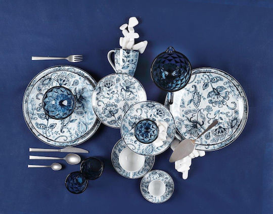 Cryspo Trio Mediterraneo Blue Porcelain Dinnerware Set 20pcs