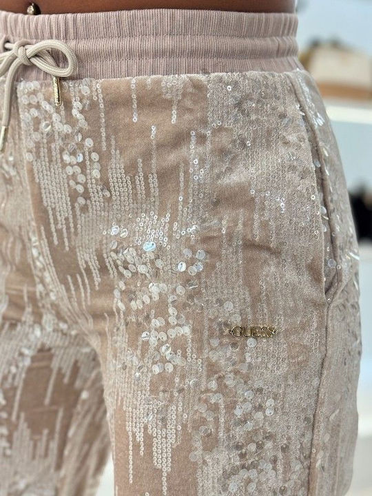 Women's Fabric Trousers Salmon with Sequins