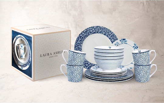 Laura Ashley Blueprint Albastru Porțelan Set de Vase 16buc