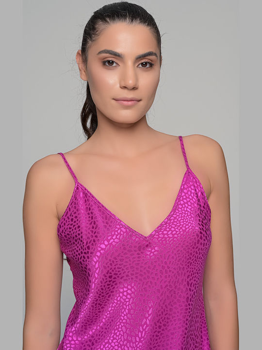 Milena by Paris Χειμερινό Γυναικείο Νυχτικό Magenta