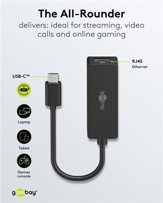 Goobay 76579 Αντάπτορας Δικτύου USB-C με Ενσύρματη Σύνδεση Gigabit Ethernet