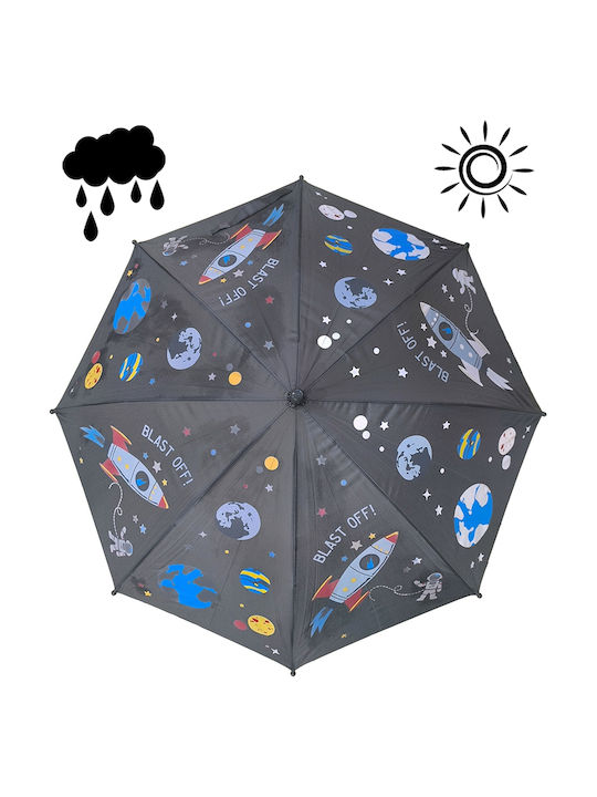 Gift-Me Kids Curved Handle Auto-Open Umbrella with Diameter 67cm Gray