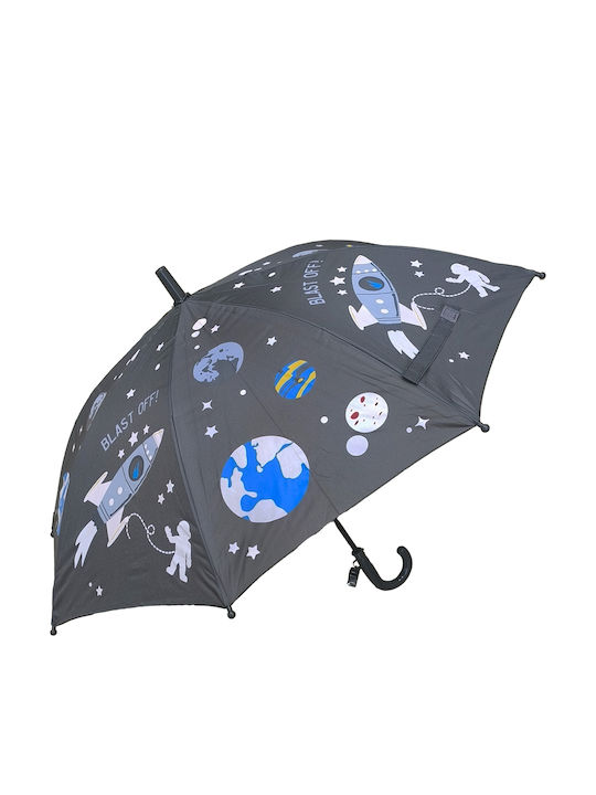 Gift-Me Kids Curved Handle Auto-Open Umbrella with Diameter 67cm Gray