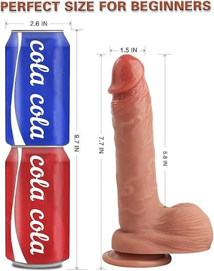 Smd Alpha Realistic Liquid Silicone Dildo 20.5cm Ρεαλιστικό Ομοιώμα Πέους Όρχεις Βεντούζα Caramel