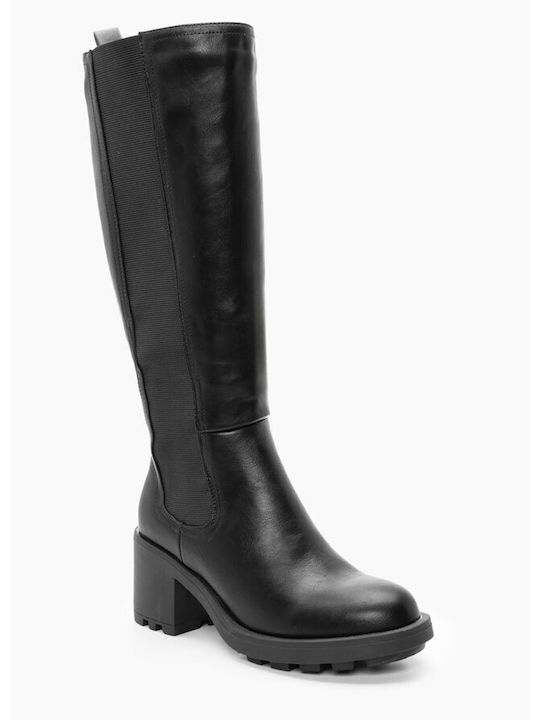 Synthetic Leather Women's Boots with Rubber / Zipper Black