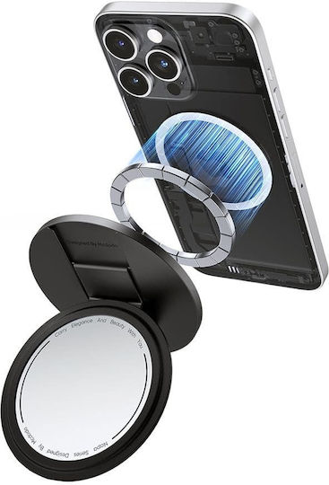 Mcdodo 2in1 Foldable Magnetic Phone Stand Mr-7912 Built-in Makeup Mirror Leather Black